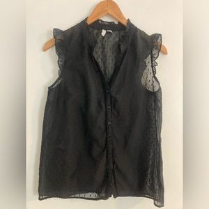 Black sheer button up old navy shirt